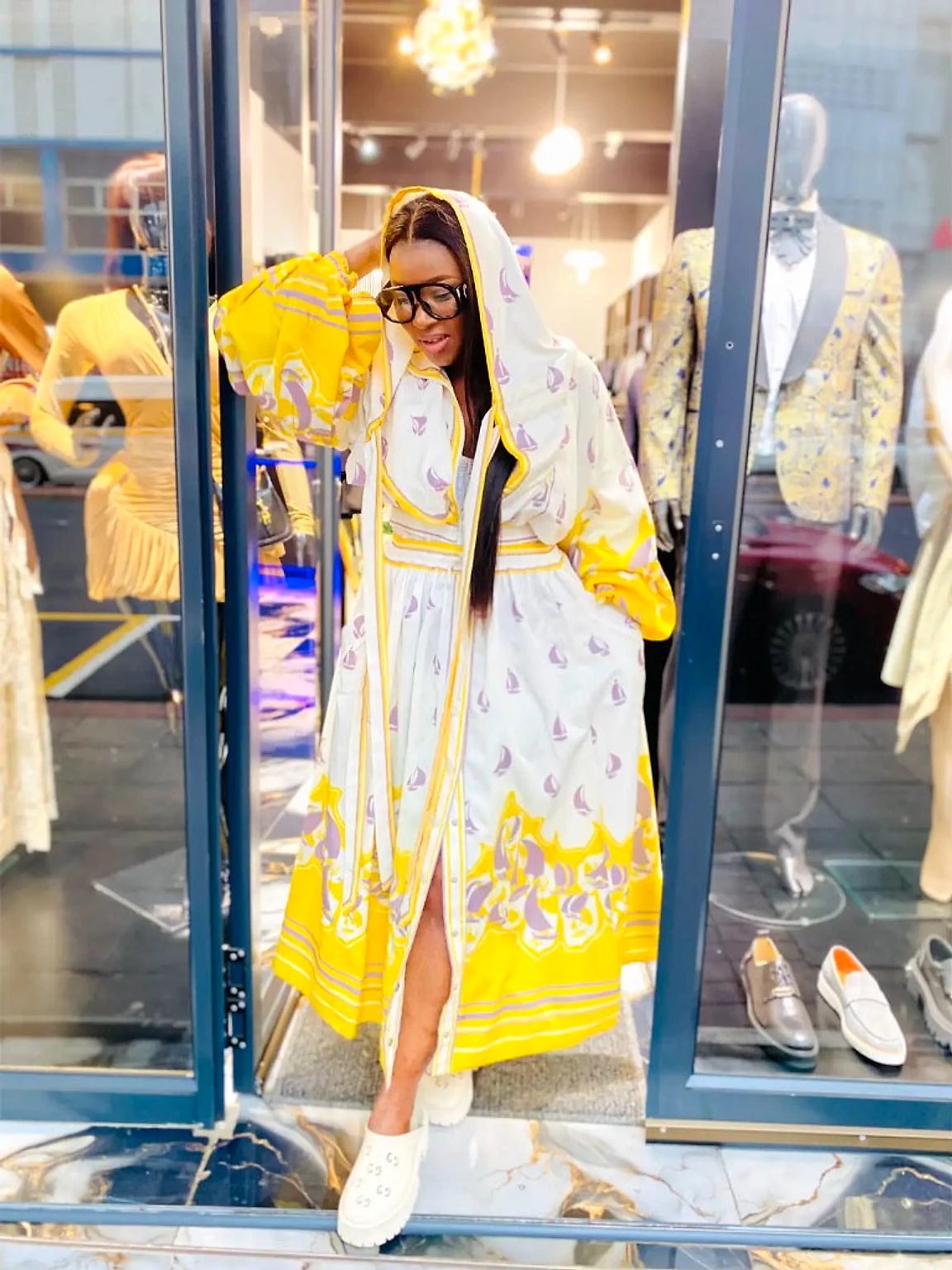 Resort ready: Printed silk robe set, styled at the MonacoLuxe store